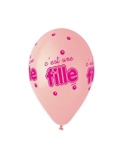 Sachet de 5 ballons anniversaire imprimé C\'est une fille Faites La Fête Ballons & Arches