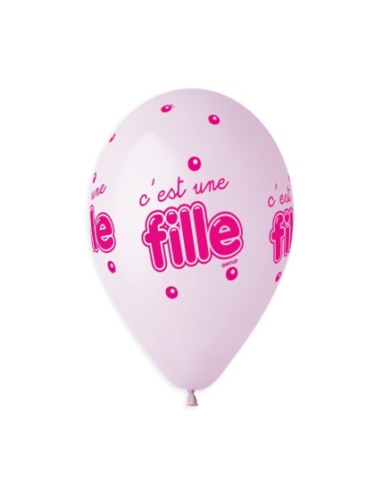 Sachet de 5 ballons anniversaire imprimé C\'est une fille Faites La Fête Ballons & Arches