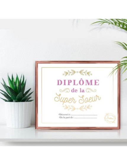 Cadre Diplome Super Soeur Faites La Fête Cadre diplôme