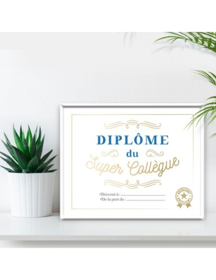 Cadre Diplome Super Collegue Faites La Fête Cadre diplôme