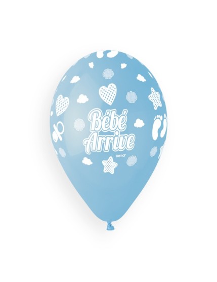 Sachet de 5 ballons anniversaire imprimé Bébé arrive Faites La Fête Ballons & Arches