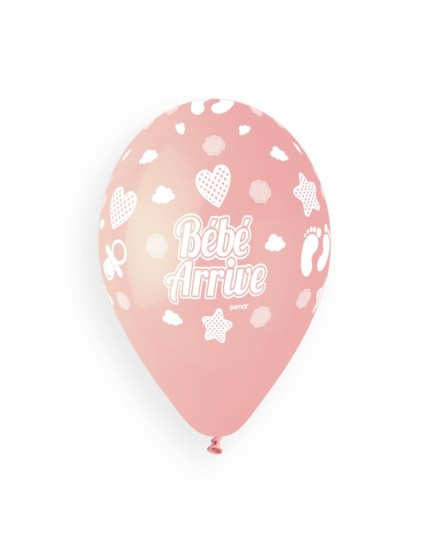 Sachet de 5 ballons anniversaire imprimé Bébé arrive Faites La Fête Ballons & Arches