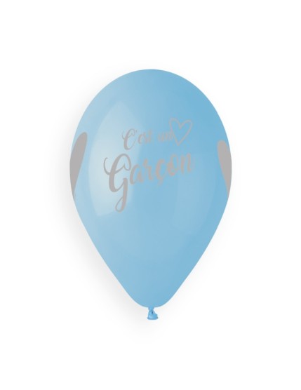 Sachet de 5 ballons anniversaire imprimé C\'est un garcon argent Faites La Fête Ballons & Arches