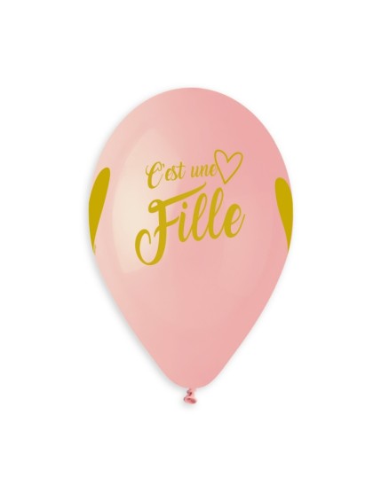 Sachet de 5 ballons anniversaire imprimé C\'est une fille or Faites La Fête Ballons & Arches