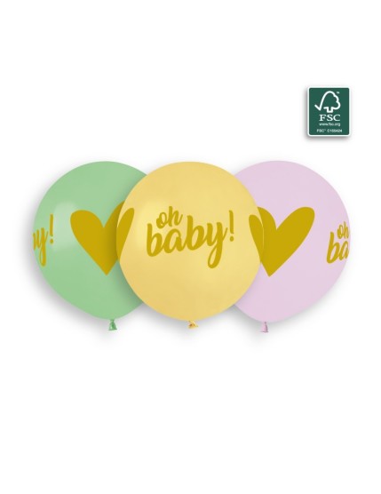Sachet de 3 ballons anniversaire imprimé Oh Baby! Gold Faites La Fête Ballons & Arches