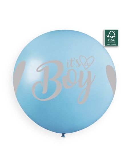 Sachet de 1 ballon anniversaire imprimé It's a boy silver