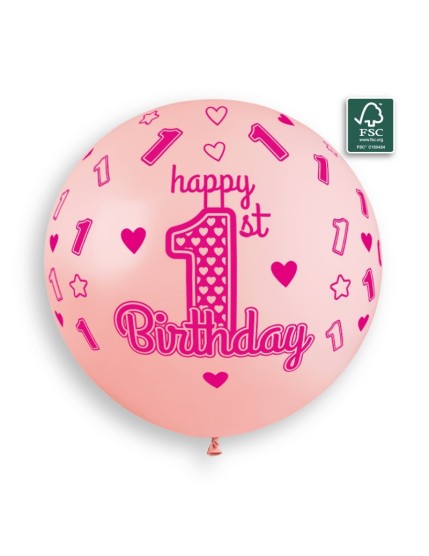Sachet de 1 ballon anniversaire imprimé 1st birthday Faites La Fête Ballons & Arches