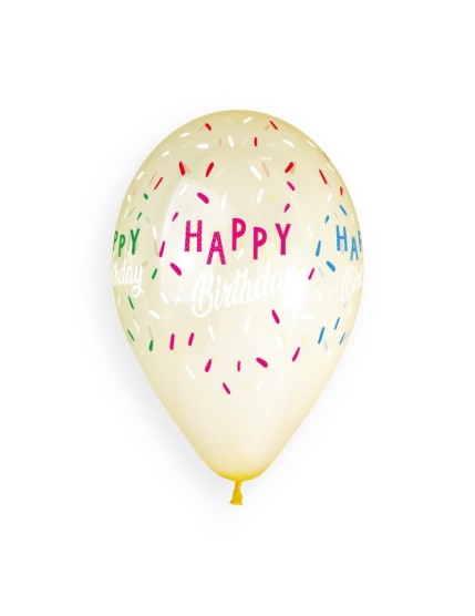 Sachet de 5 ballons anniversaire imprimé Happy birthday Faites La Fête Ballons & Arches