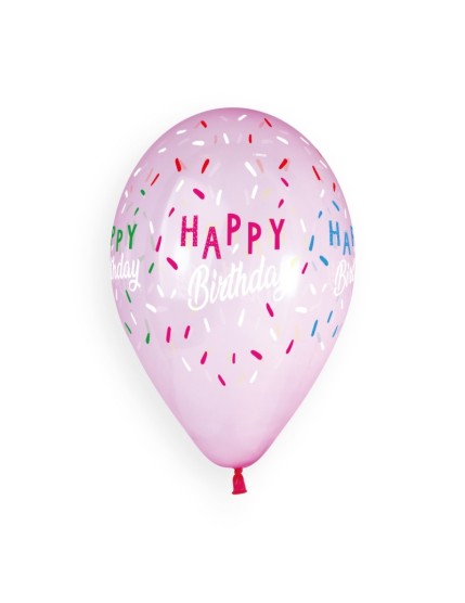 Sachet de 5 ballons anniversaire imprimé Happy birthday Faites La Fête Ballons & Arches