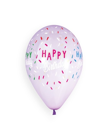 Sachet de 5 ballons anniversaire imprimé Happy birthday Faites La Fête Ballons & Arches