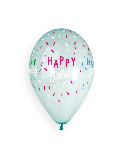 Sachet de 5 ballons anniversaire imprimé Happy birthday Faites La Fête Ballons & Arches