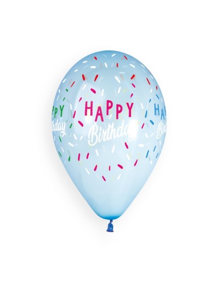 Sachet de 5 ballons anniversaire imprimé Happy birthday Faites La Fête Ballons & Arches