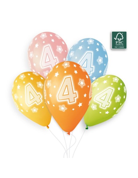 Sachet de 5 ballons anniversaire imprimé Birthday Anniversaire