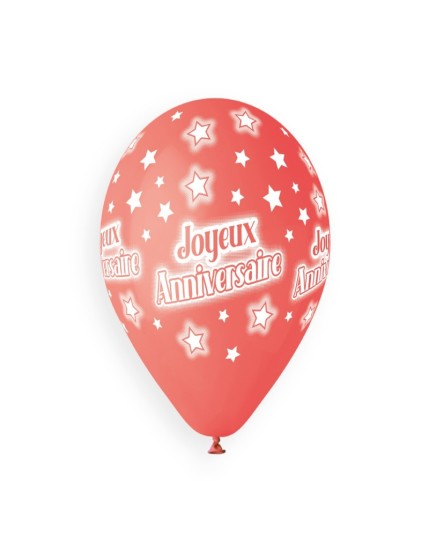 Sachet de 5 ballons anniversaire imprimé Anniversaire Faites La Fête Ballons & Arches