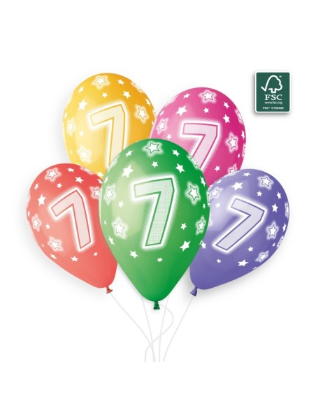 Sachet de 5 ballons anniversaire imprimé Birthday Anniversaire