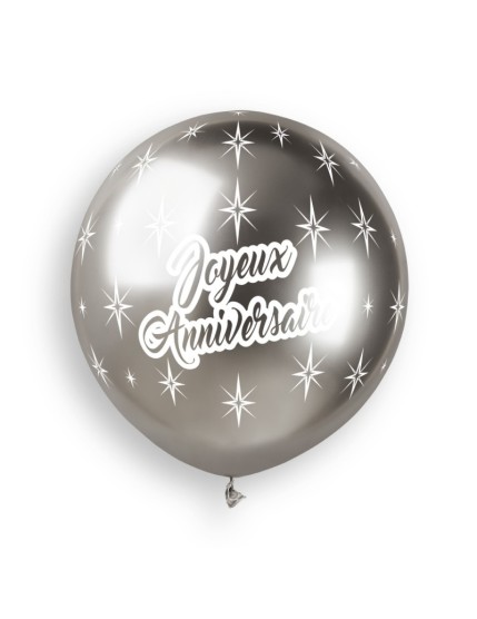 Sachet de 3 ballons anniversaire imprimé Joyeux Anniversaire Shiny Faites La Fête Ballons & Arches