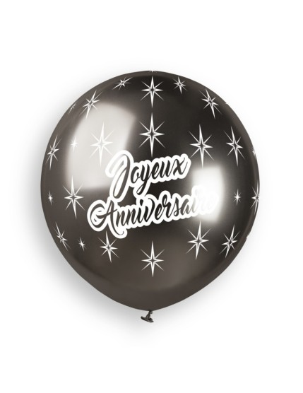Sachet de 3 ballons anniversaire imprimé Joyeux Anniversaire Shiny Faites La Fête Ballons & Arches