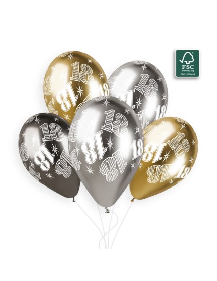 Sachet de 5 ballons anniversaire imprimé Birthday Anniversaire Shiny Faites La Fête Ballons & Arches