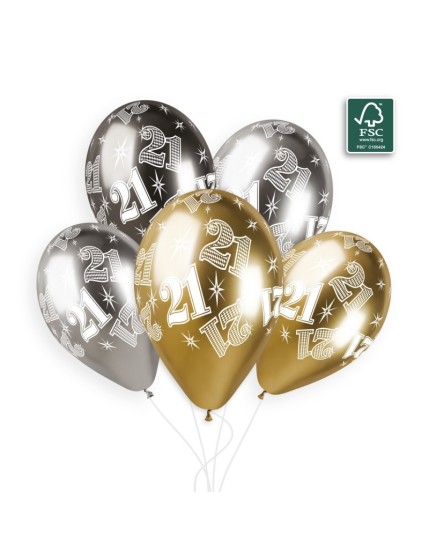 Sachet de 5 ballons anniversaire imprimé Birthday Anniversaire Shiny Faites La Fête Ballons & Arches