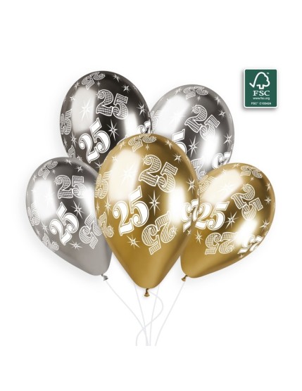 Sachet de 5 ballons anniversaire imprimé Birthday Anniversaire Shiny Faites La Fête Ballons & Arches