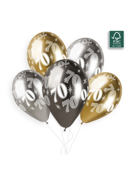 Sachet de 5 ballons anniversaire imprimé Birthday Anniversaire Shiny