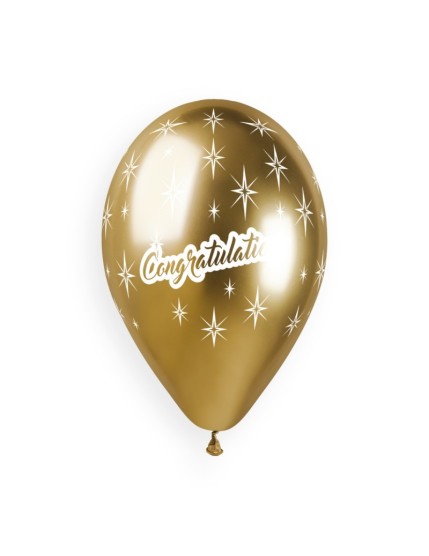 Sachet de 5 ballons anniversaire imprimé Congratulations Shiny Faites La Fête Ballons & Arches