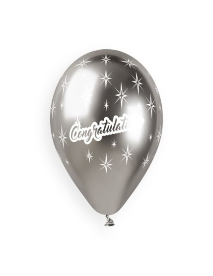 Sachet de 5 ballons anniversaire imprimé Congratulations Shiny Faites La Fête Ballons & Arches