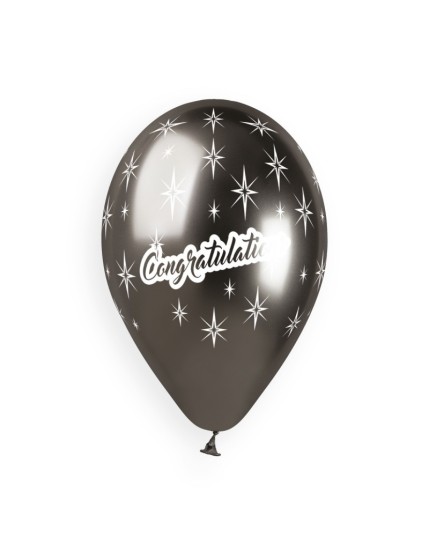 Sachet de 5 ballons anniversaire imprimé Congratulations Shiny Faites La Fête Ballons & Arches