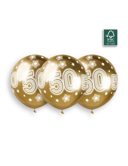 Sachet de 3 ballons anniversaire imprimé Anniversaire Shiny