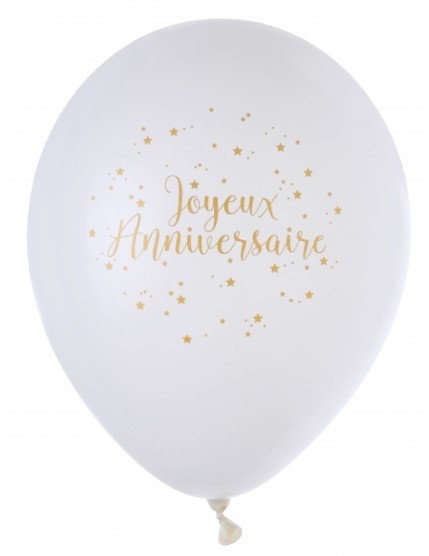 Ballon Joyeux Anniversaire métallisé or Blanc Faites La Fête Accessoires de décoration