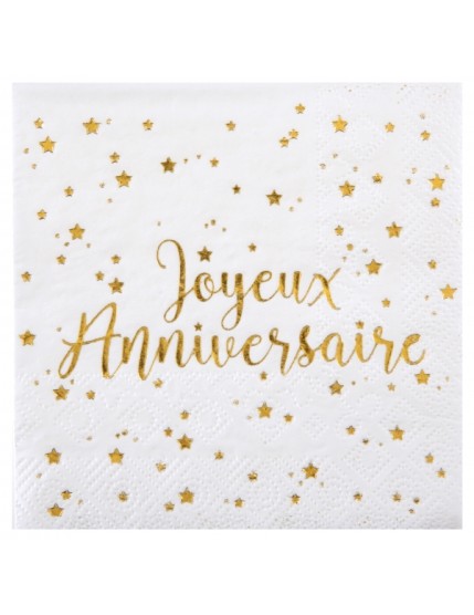 Serviette Joyeux Anniversaire Blanc Faites La Fête Accessoires de décoration