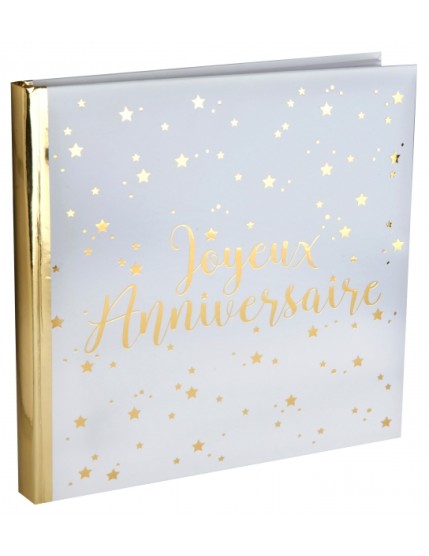 Livre d\'or Joyeux Anniversaire métallisé Blanc Faites La Fête Accessoires de décoration