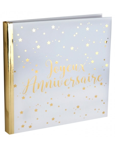 Livre d'or Joyeux Anniversaire métallisé Blanc