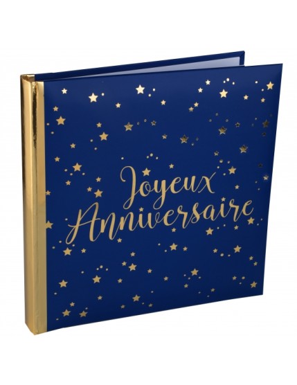 Livre d\'or Joyeux Anniversaire métallisé Bleu Faites La Fête Accessoires de décoration