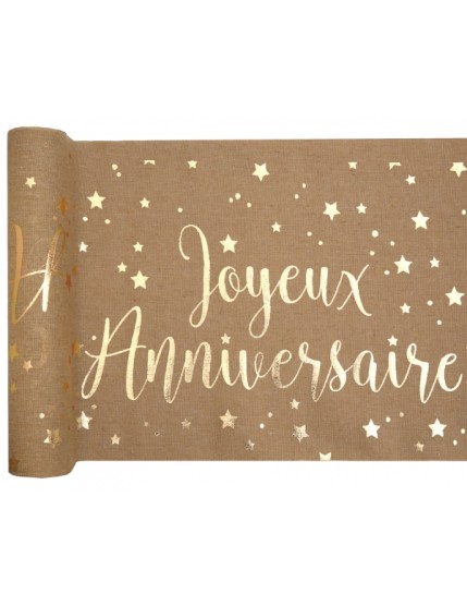 Chemin de table Joyeux Anniversaire métallisé Kraft Faites La Fête Accessoires de décoration