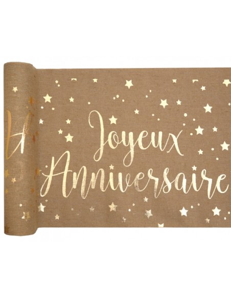 Chemin de table Joyeux Anniversaire métallisé Kraft