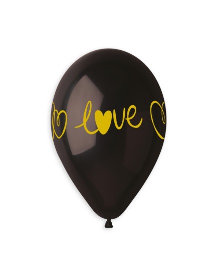 Sachet de 5 ballons anniversaire imprimé Golden love & Hearts Faites La Fête Ballons & Arches