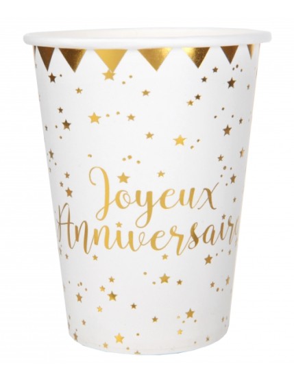 Gobelet Joyeux Anniversaire Blanc Faites La Fête Accessoires de décoration