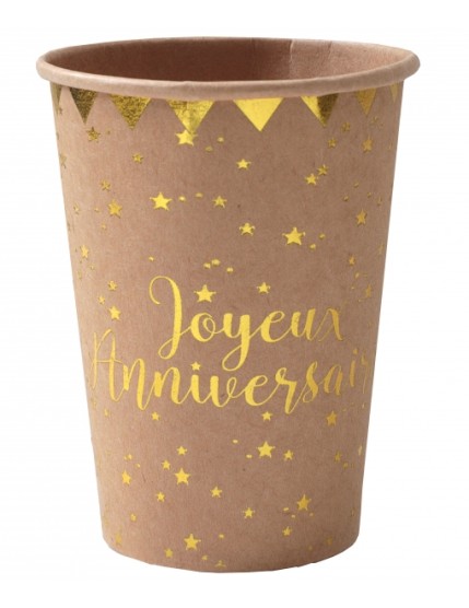 Gobelet Joyeux Anniversaire Kraft Faites La Fête Accessoires de décoration