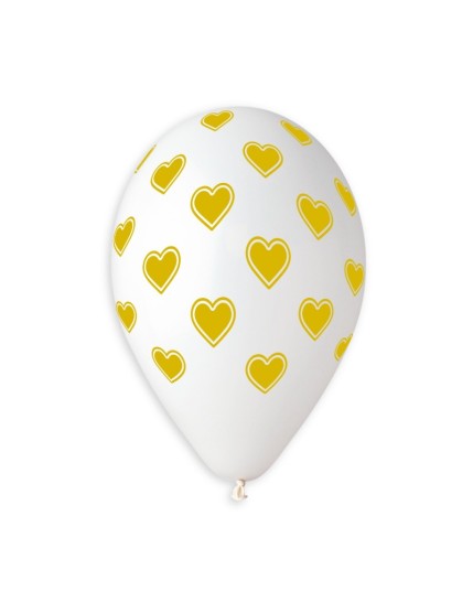 Sachet de 5 ballons anniversaire imprimé Golden love & Hearts Faites La Fête Ballons & Arches