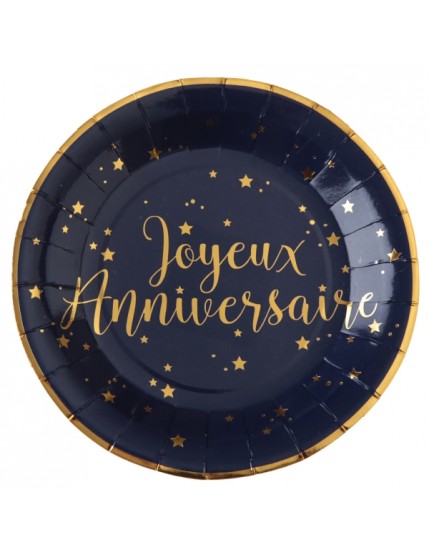 Assiette Joyeux Anniversaire Bleu Faites La Fête Accessoires de décoration