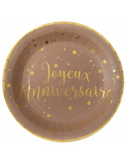 Assiette Joyeux Anniversaire Kraft Faites La Fête Accessoires de décoration