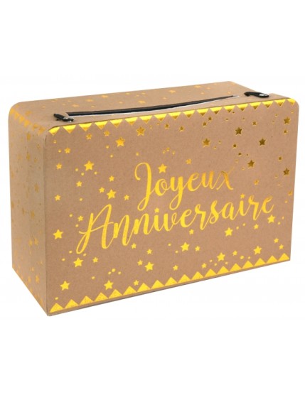 Tirelire Joyeux Anniversaire métallisé Kraft Faites La Fête Accessoires de décoration