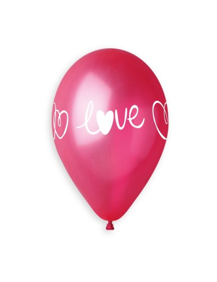 Sachet de 5 ballons anniversaire imprimé Love & hearts Faites La Fête Ballons & Arches