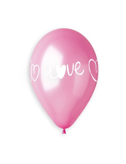 Sachet de 5 ballons anniversaire imprimé Love & hearts Faites La Fête Ballons & Arches