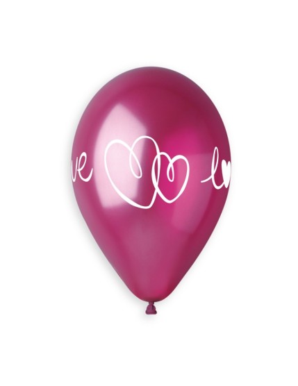 Sachet de 5 ballons anniversaire imprimé Love & hearts Faites La Fête Ballons & Arches