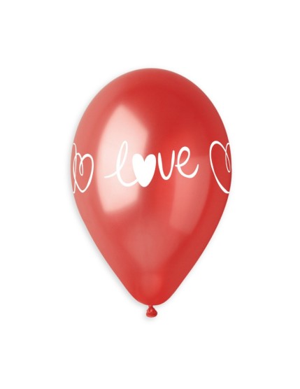 Sachet de 5 ballons anniversaire imprimé Love & hearts Faites La Fête Ballons & Arches