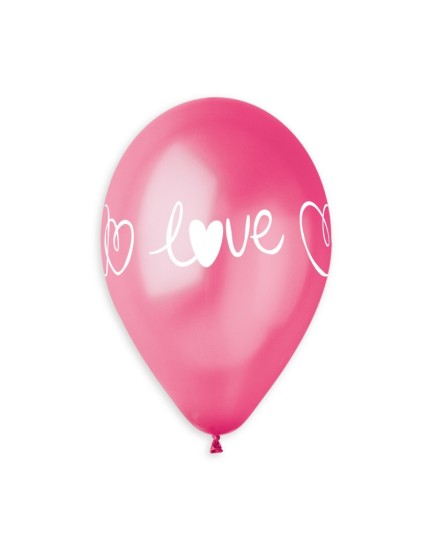 Sachet de 5 ballons anniversaire imprimé Love & hearts Faites La Fête Ballons & Arches