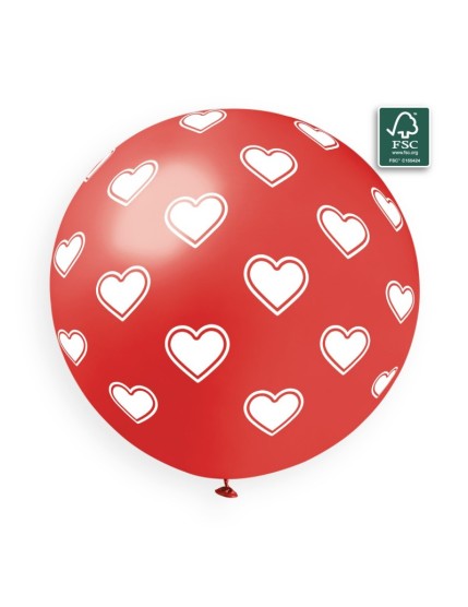 Sachet de 1 ballon anniversaire imprimé white hearts Faites La Fête Ballons & Arches