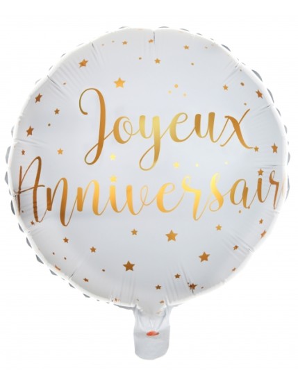 Ballon Alu Joyeux Anniversaire métallisé Blanc Faites La Fête Accessoires de décoration